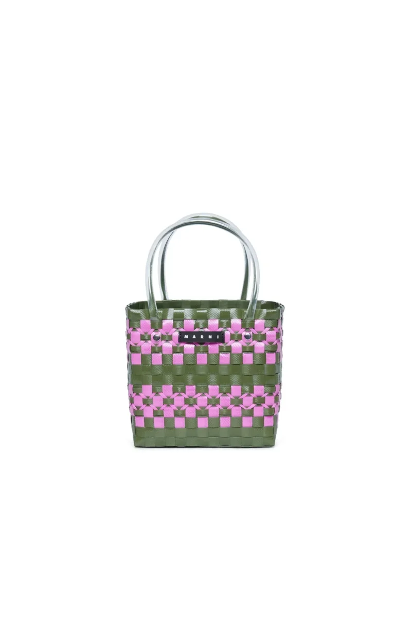 BORSA CHECK BASKET VERDE/VIOLA MARNI