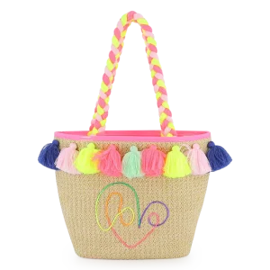 BORSA IN PAGLIA CON SCRITTA LOVE MULTICOLOR BILLIEBLUSH