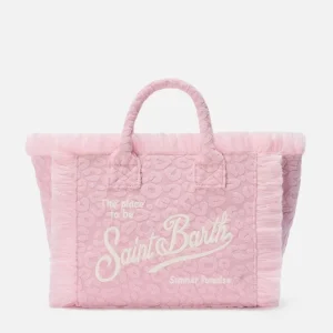 BORSA IN SPUGNA MACULATO ROSA CON LOGO BIANCO MC2 SAINT BARTH