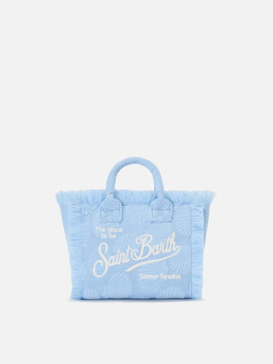 BORSA MINI VANITY IN SPUGNA AZZURRA CON CONCHIGLIE IN RILIEVO MC2 SAINT BARTH