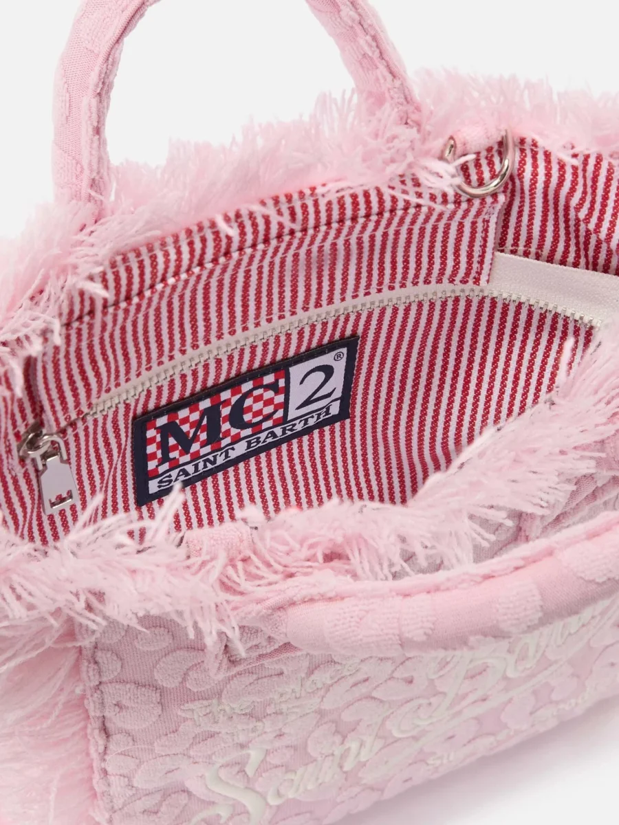 BORSA MINI VANITY IN SPUGNA MACULATO ROSA CON LOGO BIANCO MC2 SAINT BARTH - immagine 5