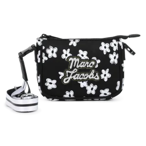 BORSA NERA CON STAMPA FLOREALE BIANCA CON LOGO MARC JACOBS