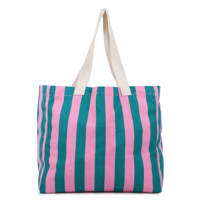 BORSA TOTE A RIGHE ROSA E VERDE OLIVA KIDS AROUND - immagine 3