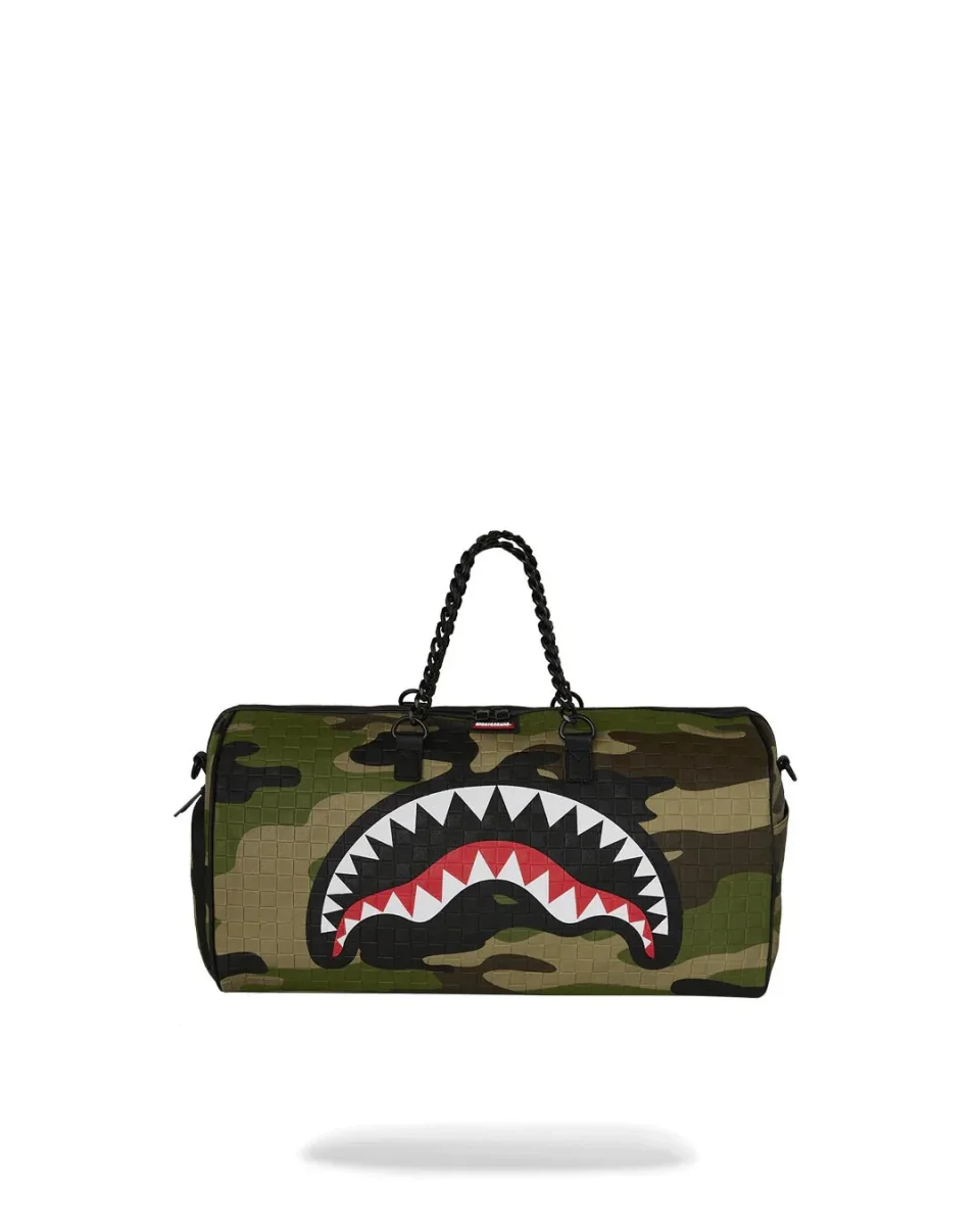 BORSONE WOODLAND CAMO CHECK CHAIN DUFFLE SPRAYGROUND