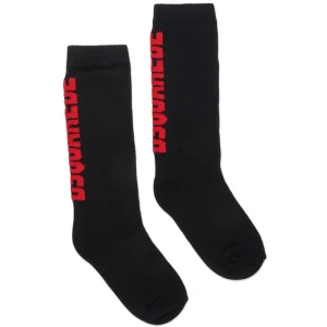 CALZINI NERI CON LOGO ROSSO DSQUARED2