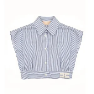 CAMICIA A RIGHE BIANCO E BLU CON LOGO IN RICAMO ELISABETTA FRANCHI
