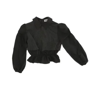 CAMICIA A RIGHE CON FINTO GILET NERO/GRIGIO DONDUP