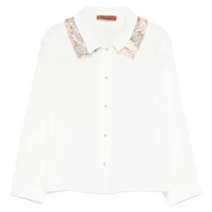 CAMICIA BIANCA CON COLLETTO IN PAILLETTES MISSONI