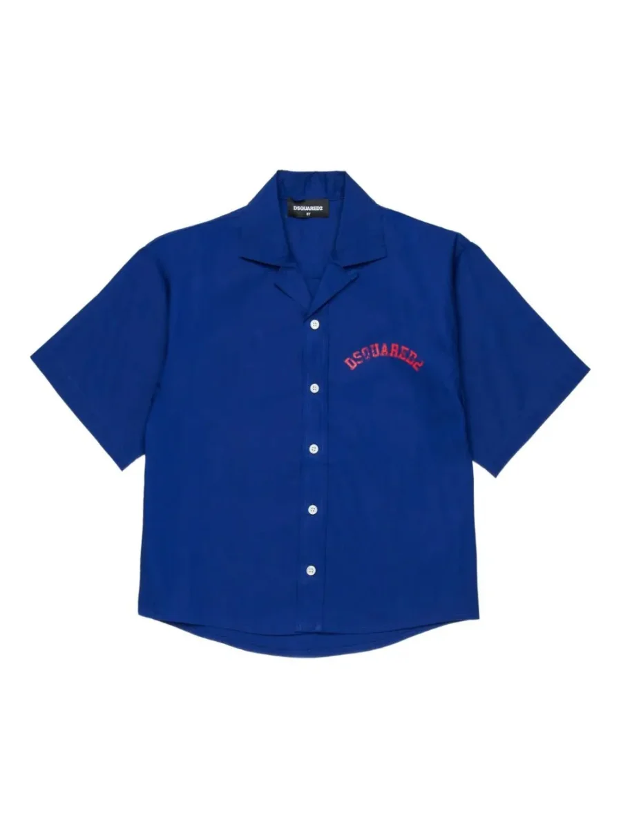 CAMICIA BLU CON LOGO ROSSO E STAMPA SUL RETRO DSQUARED2 - immagine 2