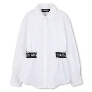 CAMICIA CON BANDE LATERALI NERO CON LOGO BIANCO KARL LAGERFELD