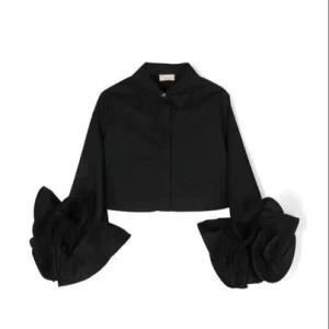 CAMICIA CON MANICHE A VOLANT NERO ELISABETTA FRANCHI