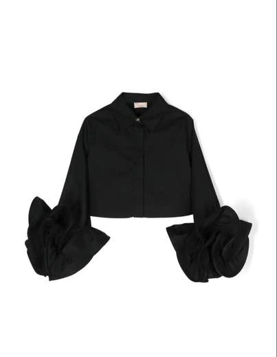 CAMICIA CON MANICHE A VOLANT NERO ELISABETTA FRANCHI - immagine 2