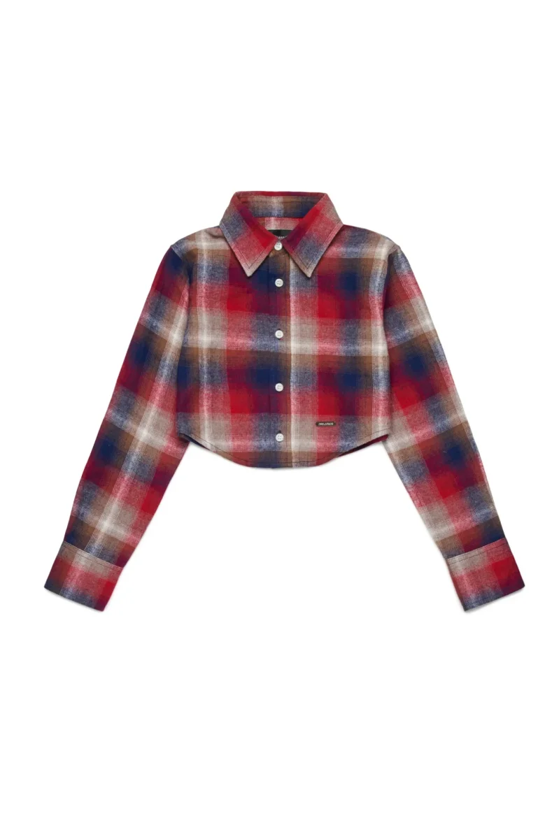 CAMICIA CORTA A QUADRI ROSSA DSQUARED2 - immagine 2