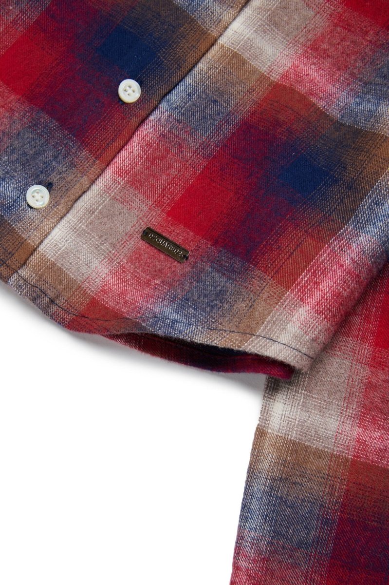 CAMICIA CORTA A QUADRI ROSSA DSQUARED2 - immagine 5