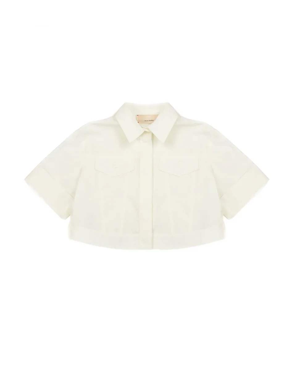 CAMICIA CORTA CON TASCHE RICAMATE AVORIO ELISABETTA FRANCHI - immagine 2