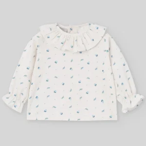 CAMICIA CREMA CON FANTASIA AZURRO PAZ RODRIGUEZ