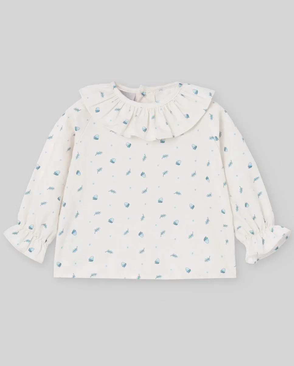 CAMICIA CREMA CON FANTASIA AZURRO PAZ RODRIGUEZ - immagine 2