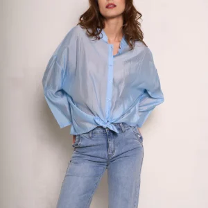 Camicia ampia con colletto coreano