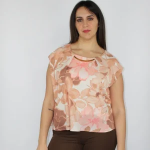 Camicia estiva con fiori di pesco