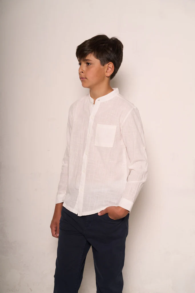 Camicia bambino con collo alla coreana