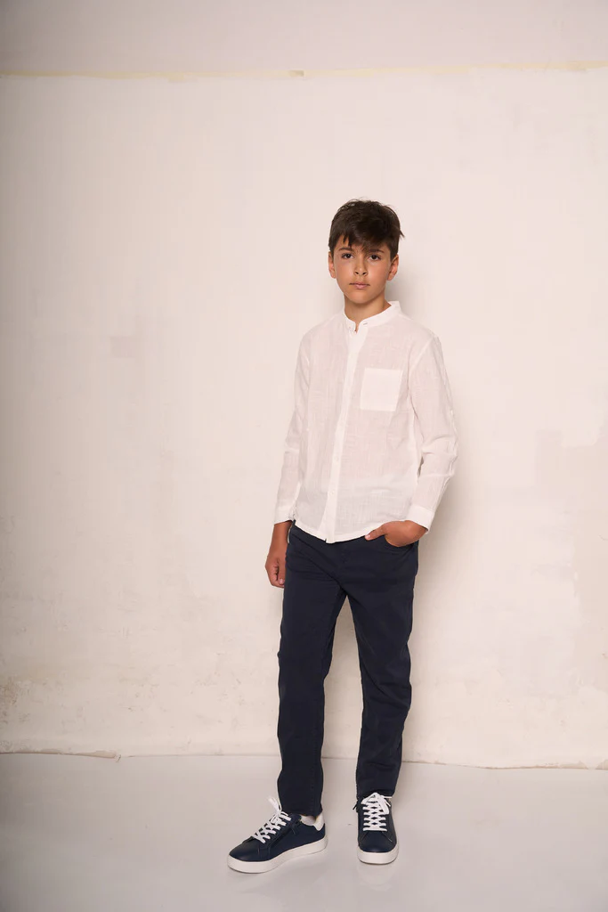 Camicia bambino con collo alla coreana - immagine 3