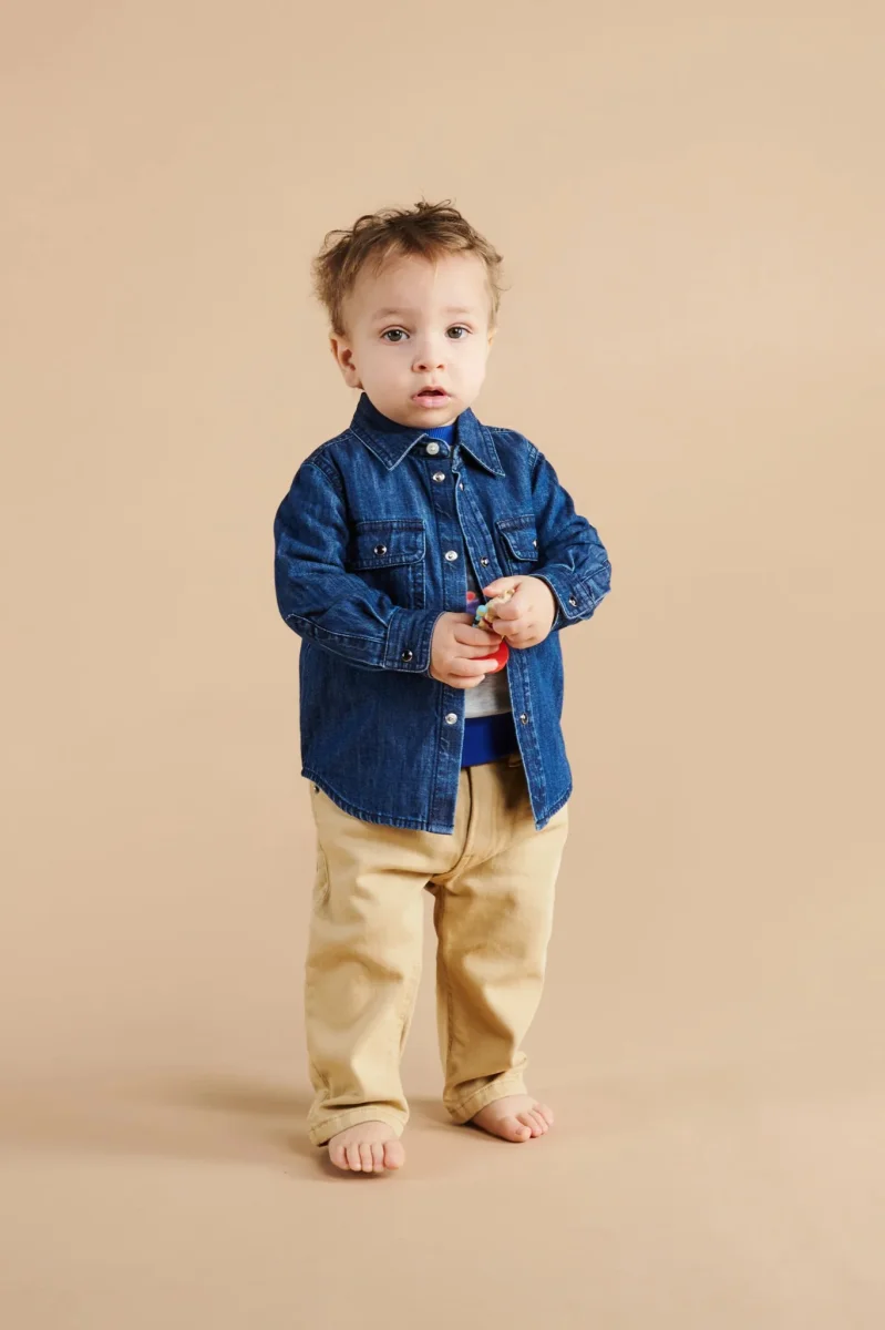 CAMICIA IN DENIM BLU SCURO CON LOGO ROSSO DIESEL - immagine 5