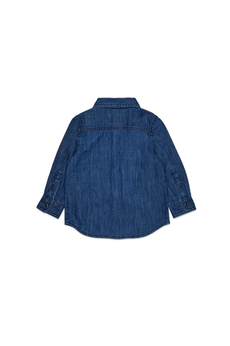 CAMICIA IN DENIM BLU SCURO CON LOGO ROSSO DIESEL - immagine 3