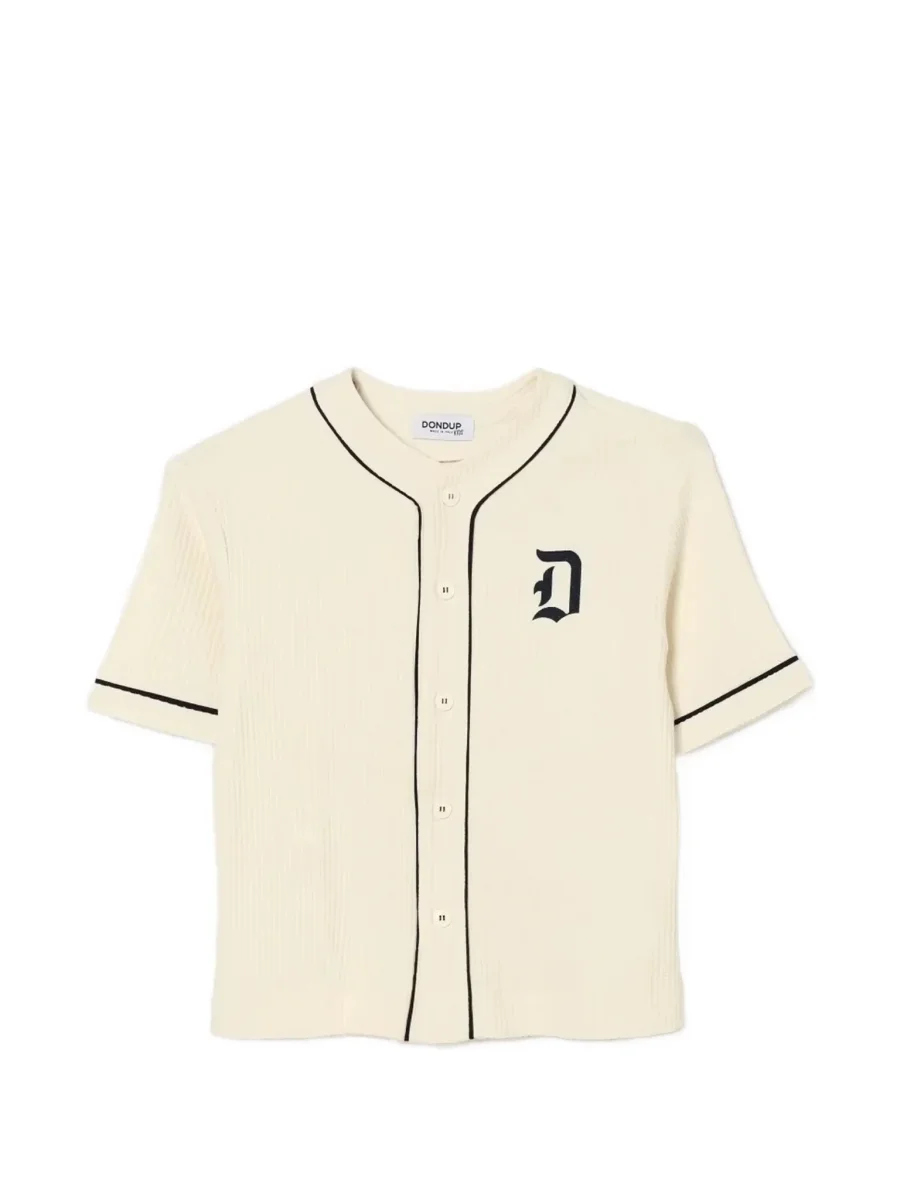 CAMICIA PANNA CON LOGO VERDE DONDUP - immagine 2