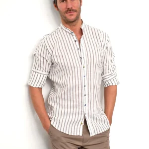 Camicia coreana di lino e cotone