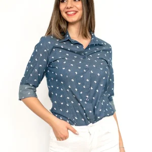 Camicia denim con stampa