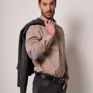 Camicia Uomo Slim Fit con Toppe a Contrasto