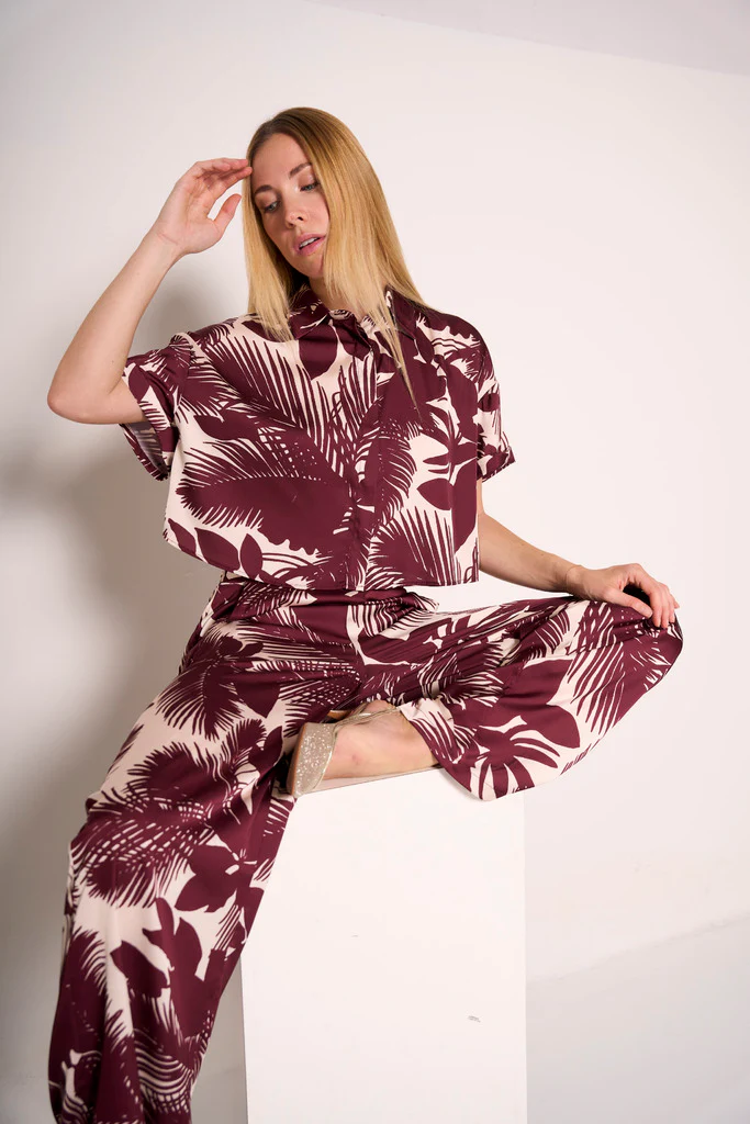Camicia bordeaux tropical vibes - immagine 3