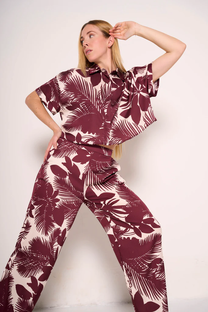 Camicia bordeaux tropical vibes - immagine 4