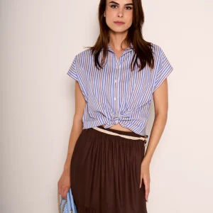 Camicia a righe con nodo frontale