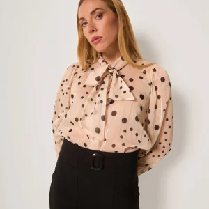 Camicia in voile con fiocco e pois