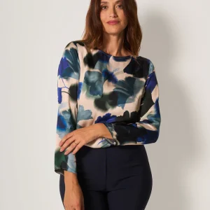 Camicia satin con stampa floreale