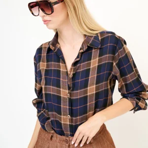 Camicia da donna over con fantasia tartan