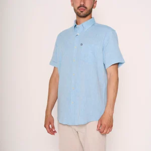 Camiciotto in misto lino con colletto botton-down