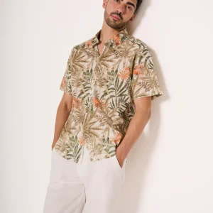 Camiciotto in mussola a fantasia tropicale