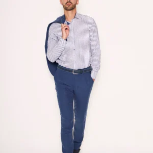 Camicia in misto lino con bottoni ricoperti