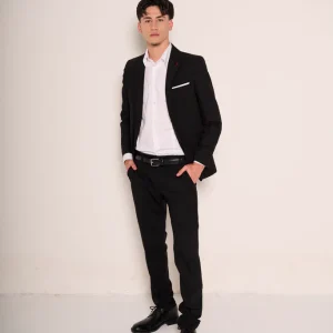 Camicia da ragazzo stretch con collo alla francese