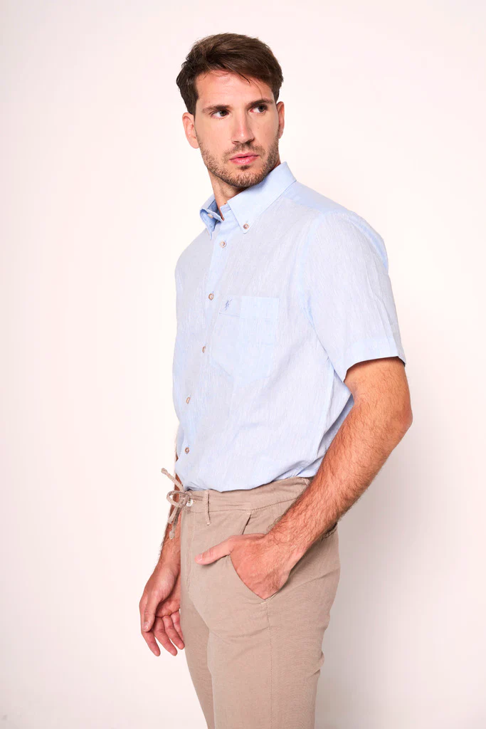 Camicia in misto lino con bottoni a contrasto - immagine 3