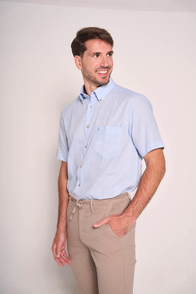 Camicia in misto lino con bottoni a contrasto - immagine 4
