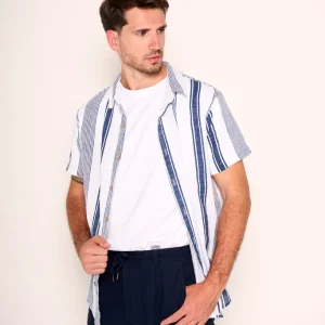 Camicia uomo in cotone a righe con collo classico