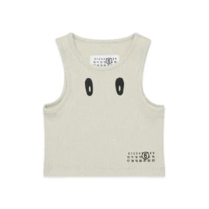 CANOTTA BRILLANTINATA CON LOGO NERO MAISON MARGIELA