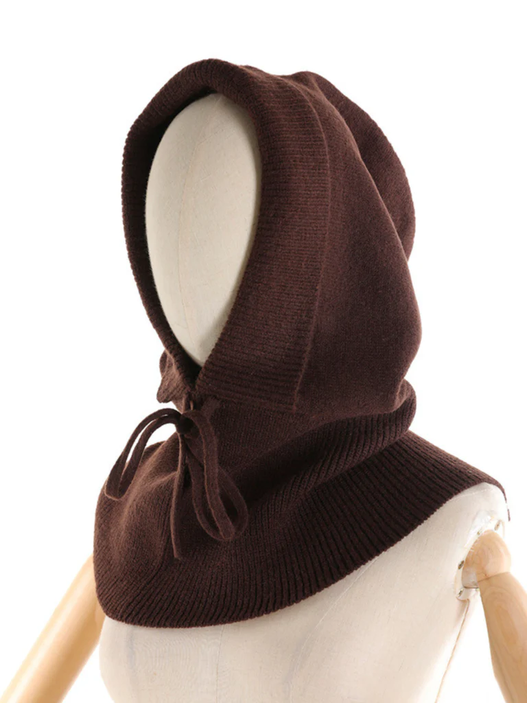 Balaclava da donna in maglia a coste con risvolto e coulisse - immagine 3