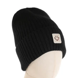 Cappello in maglia a coste con patch