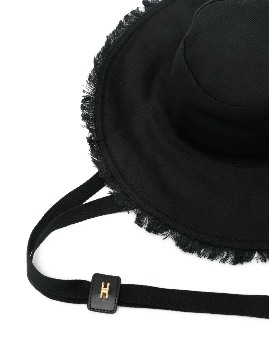 CAPPELLO CON FRANGE NERO CON LOGO IN RICAMO ELISABETTA FRANCHI - immagine 4