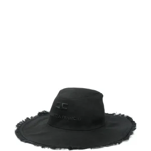 CAPPELLO CON FRANGE NERO CON LOGO IN RICAMO ELISABETTA FRANCHI