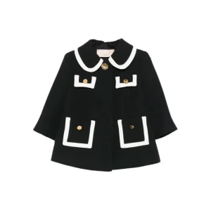 CAPPOTTO CON TASCHE NERO/MILK ELISABETTA FRANCHI